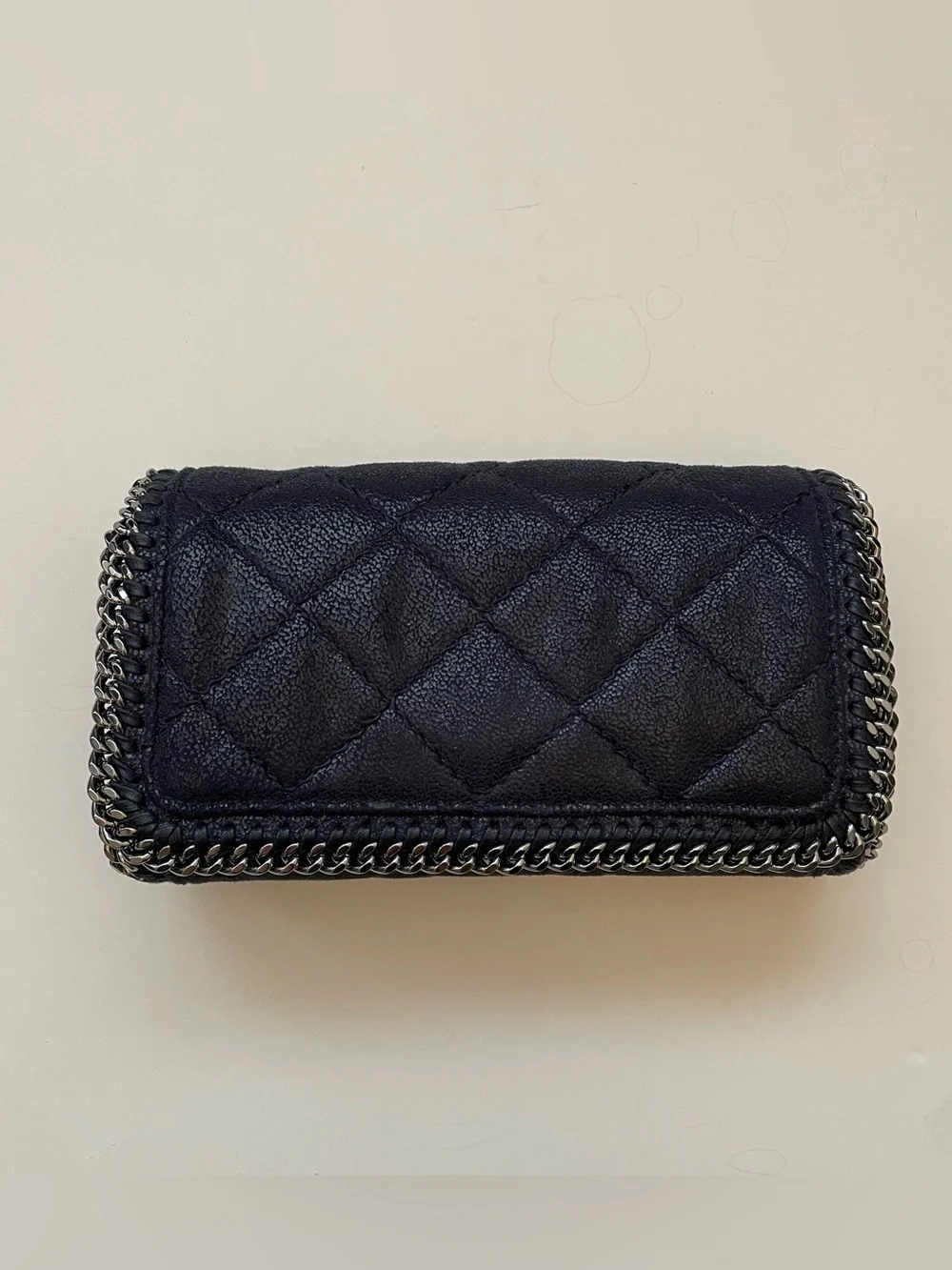 Stella McCartney Black Quilted Falabella Flap Crossbody Clutch Bag